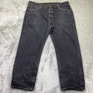 Levi Strauss 501 Button Fly Jeans Dark Wash Men Sz 42 Fits 38" Straight Leg
